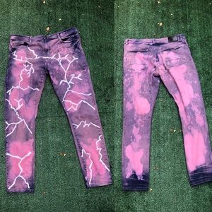Custom lightning pants dyed pink/purple